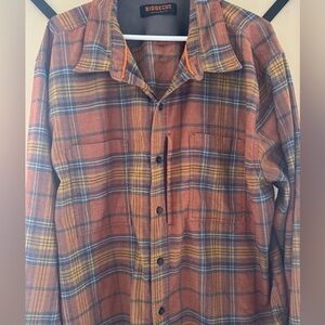 Men's Plaid Flannel Shirt - Brown and Yellow